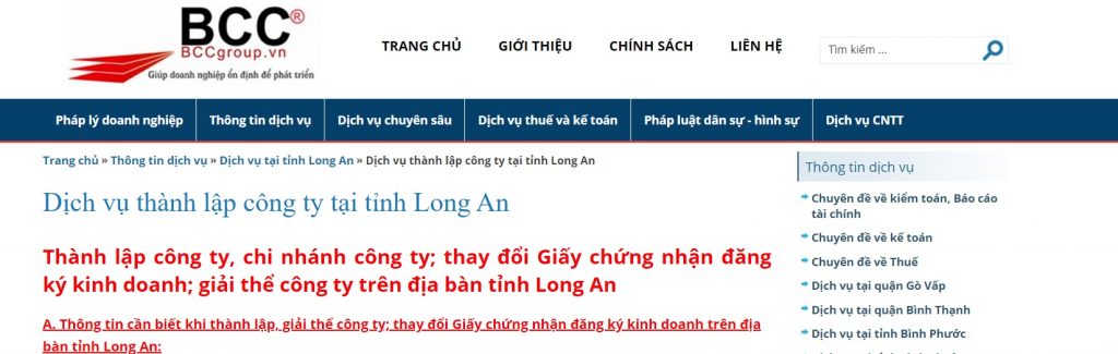 BCC Group.vn - Dịch vụ thành lập công ty tại Long An